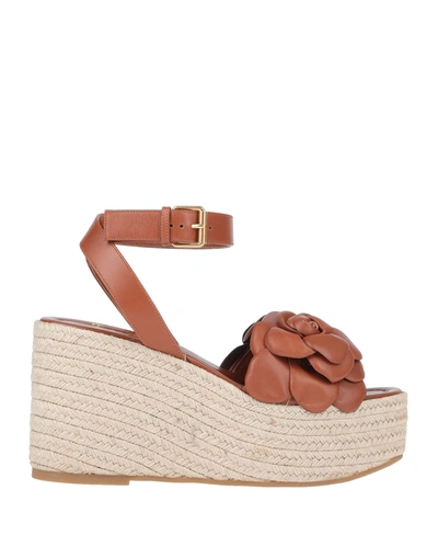 Valentino Garavani Woman Espadrilles Brown Size 5.5 Soft Leather In Brown