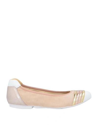 Shop Hogan Woman Ballet Flats White Size 6.5 Soft Leather, Textile Fibers