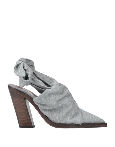 Shop Burberry Woman Mules & Clogs Grey Size 8 Textile Fibers, Pvc - Polyvinyl Chloride