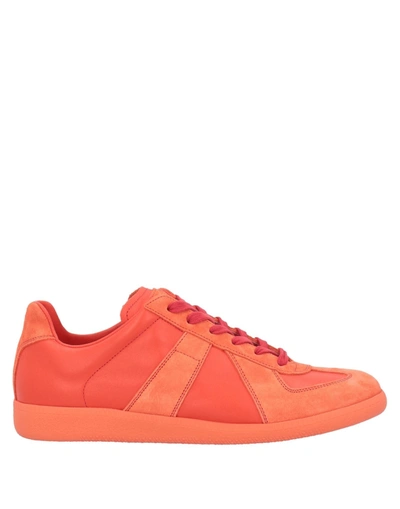 Shop Maison Margiela Man Sneakers Orange Size 7.5 Soft Leather