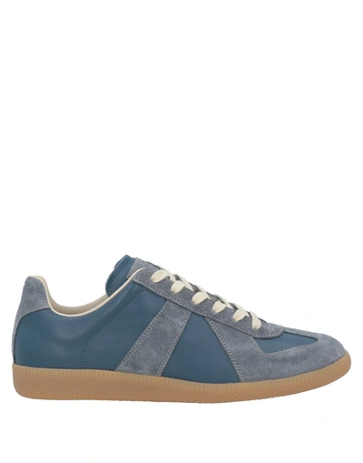 Shop Maison Margiela Man Sneakers Slate Blue Size 9.5 Soft Leather