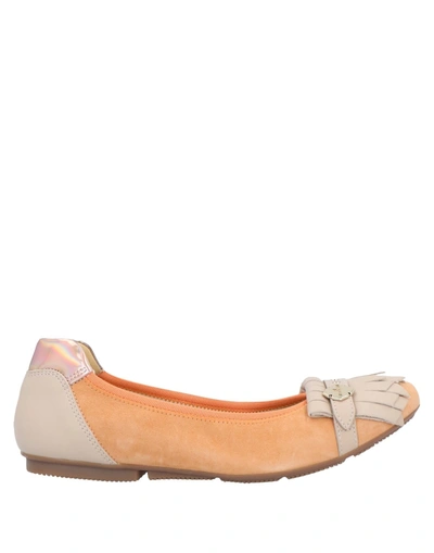 Shop Hogan Woman Ballet Flats Apricot Size 5.5 Soft Leather, Textile Fibers In Orange