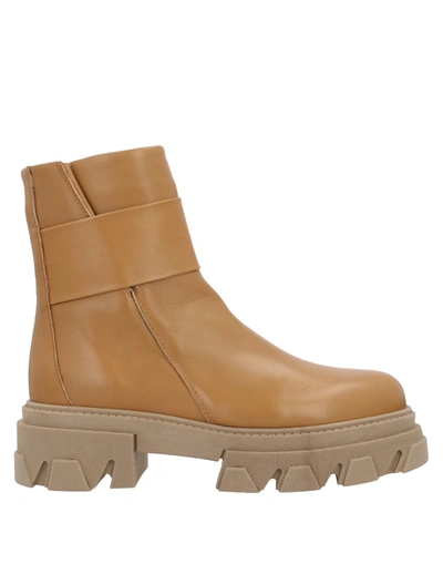 Shop Brando Woman Ankle Boots Camel Size 9 Calfskin In Beige