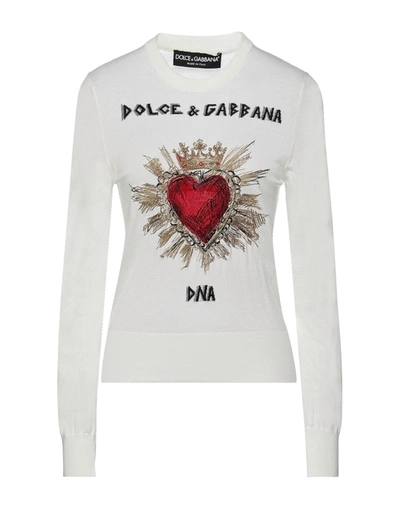 Shop Dolce & Gabbana Woman Sweater Ivory Size 0 Virgin Wool, Cashmere, Silk, Polyester, Viscose