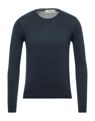 Shop Alpha Studio Man Sweater Midnight Blue Size 36 Cotton