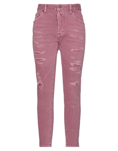 Shop Dsquared2 Woman Jeans Mauve Size 6 Cotton, Elastane In Purple