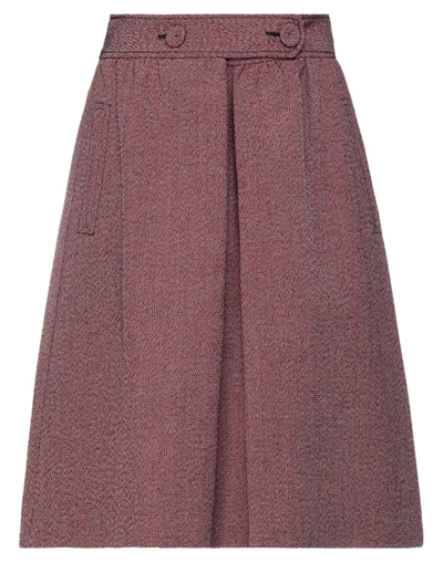 Shop Bottega Veneta Woman Midi Skirt Burgundy Size 2 Cotton, Polyester, Wool In Red