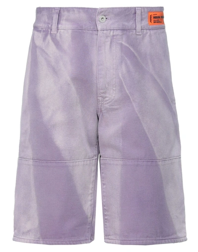 Shop Heron Preston Man Shorts & Bermuda Shorts Light Purple Size 34 Cotton