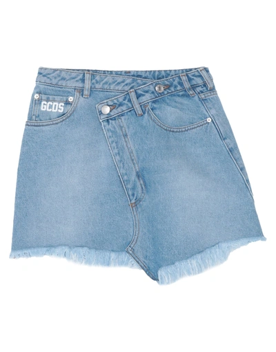 Shop Gcds Woman Denim Skirt Blue Size 30 Cotton