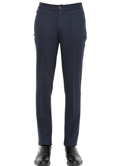 Lanvin Stretch Wool Jersey Pants In Petrol