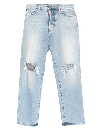Shop Dsquared2 Woman Jeans Blue Size 4 Cotton, Elastane, Reclaimed Leather