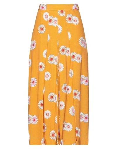 Shop Manoush Woman Midi Skirt Ocher Size 4 Viscose, Silk In Yellow