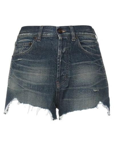 Shop Saint Laurent Woman Denim Shorts Blue Size 27 Cotton