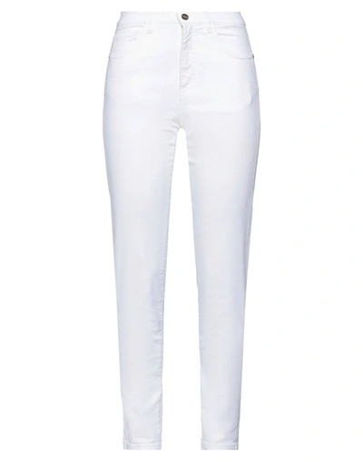 Shop Marani Woman Denim Pants White Size 32 Cotton, Polyester, Rubber