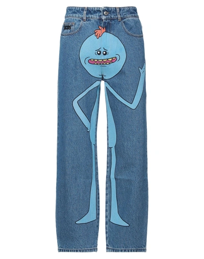 Shop Gcds Man Denim Pants Blue Size 31 Cotton