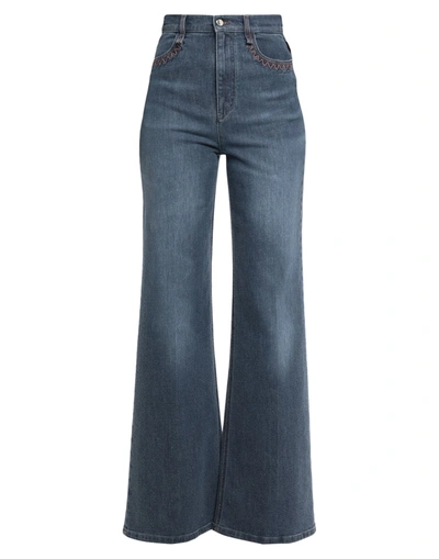 Shop Chloé Woman Jeans Blue Size 6 Cotton, Polyester, Elastane
