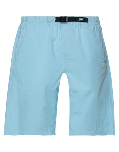 Shop Msgm Shorts & Bermuda Shorts In Sky Blue