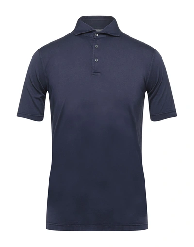 Shop Fedeli Polo Shirts In Slate Blue