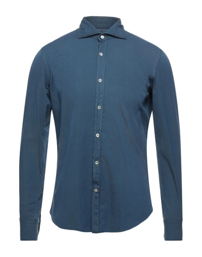 Shop Giannetto Shirts In Dark Blue