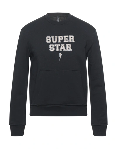 Shop Neil Barrett Man Sweatshirt Black Size S Cotton, Polyester, Elastane