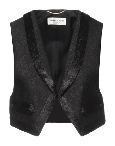 Shop Saint Laurent Woman Tailored Vest Black Size 8 Wool, Silk