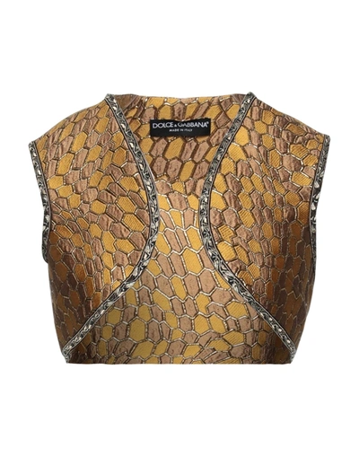 Shop Dolce & Gabbana Woman Tailored Vest Ocher Size 6 Synthetic Fibers, Silk In Yellow