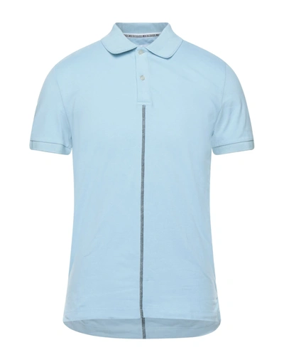 Shop Bikkembergs Man Polo Shirt Sky Blue Size S Cotton, Elastane