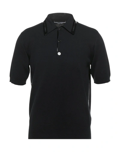 Shop Dolce & Gabbana Man Polo Shirt Black Size 36 Silk, Cotton, Polyurethane