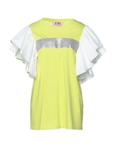 Shop Gna Gina Gorgeous Woman T-shirt Acid Green Size S Cotton, Polyester, Viscose