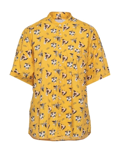 Shop Aglini Man Shirt Yellow Size 16 Cotton, Elastane