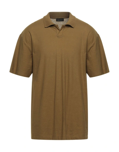 Shop Roberto Collina Man Polo Shirt Military Green Size 36 Cotton
