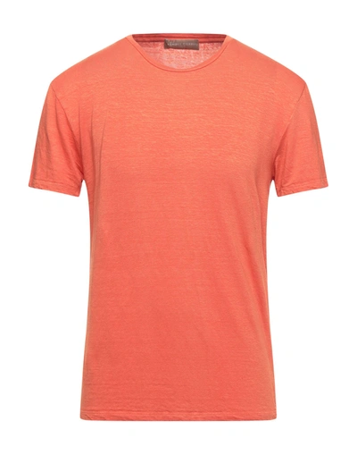 Shop Daniele Fiesoli Man T-shirt Orange Size L Linen, Elastane