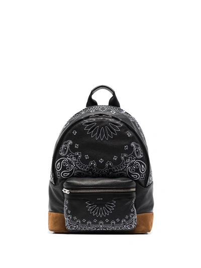 Shop Amiri Classic Bandana Embroidered Backpack In Black