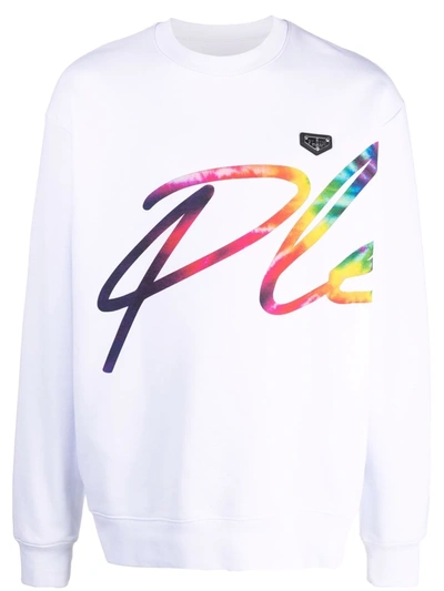 Shop Philipp Plein Logo-print Cotton Sweatshirt In White