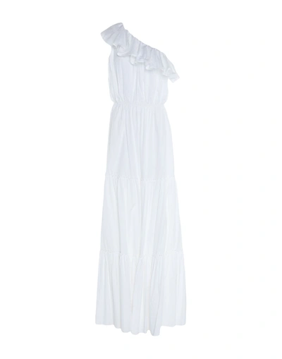 Shop Federica Tosi Woman Maxi Dress White Size 4 Cotton, Silk