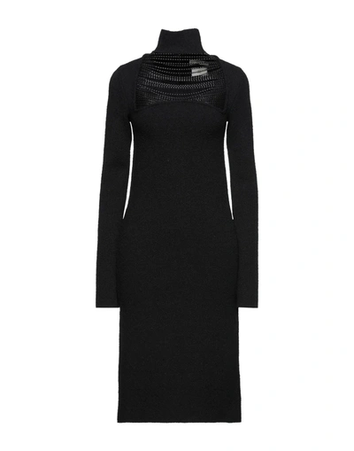 Shop Bottega Veneta Woman Midi Dress Black Size 6 Silk, Polyamide, Elastane, Aluminum