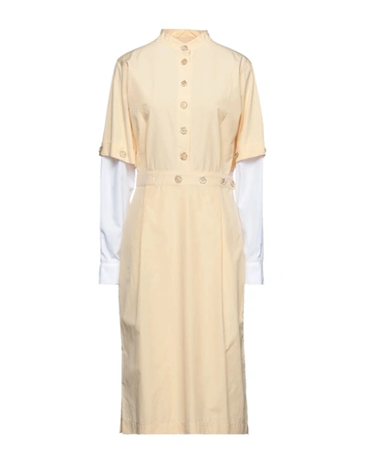 Shop Marni Woman Midi Dress Beige Size 4 Cotton