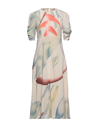 Shop Etro Woman Midi Dress Beige Size 12 Silk
