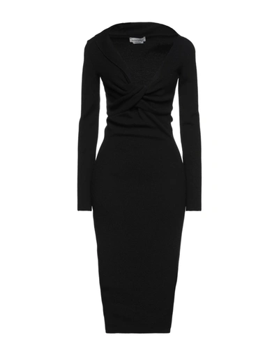 Shop Alexander Mcqueen Woman Midi Dress Black Size M Wool