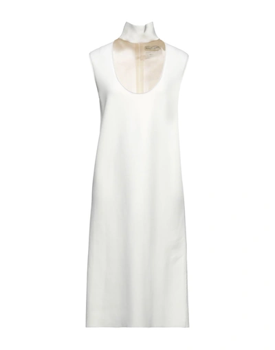 Shop Bottega Veneta Woman Midi Dress White Size 8 Viscose, Wool, Polyamide, Polyester, Elastane
