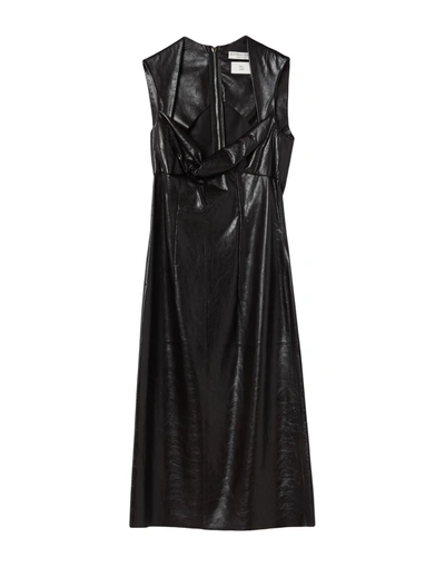 Shop Bottega Veneta Woman Midi Dress Dark Brown Size 00 Calfskin
