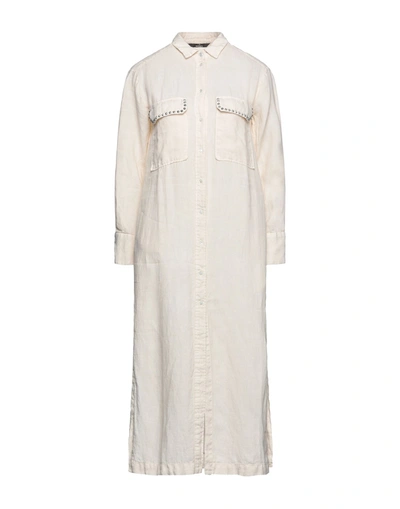 Shop Mason's Woman Midi Dress Ivory Size 6 Linen In White