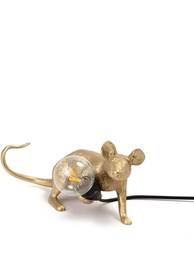 Shop Seletti Lying Down Mouse Lamp In Gold