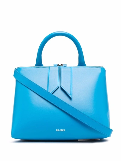 Shop Attico Monday Triangle Leather Tote Bag In Blue