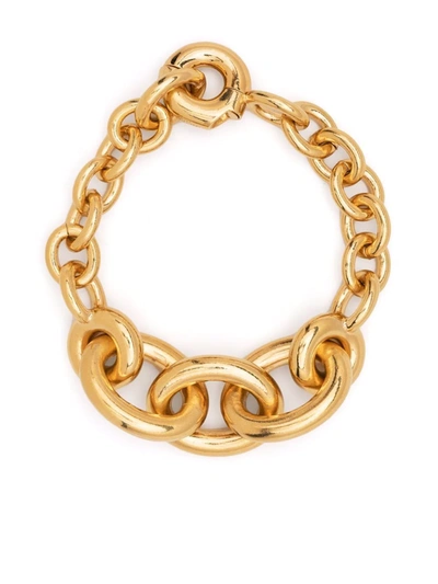 Shop Saint Laurent Chain Link Brass Bracelet In Gold