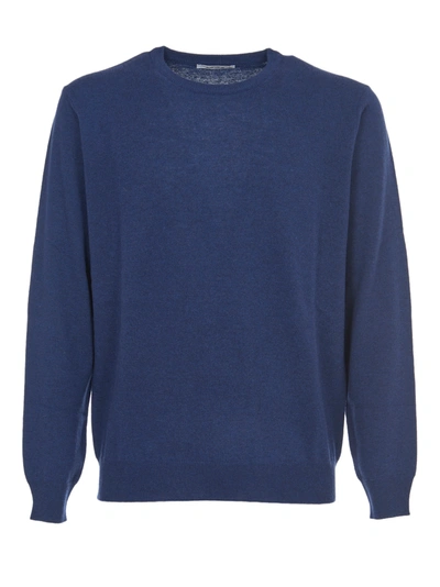 Shop Kangra Blue Merinos Wool Sweater With Patches