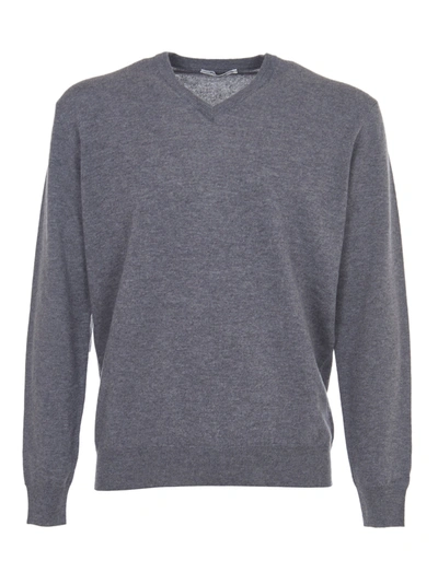 Shop Kangra Maglia Scollo A V Grigia In Grey