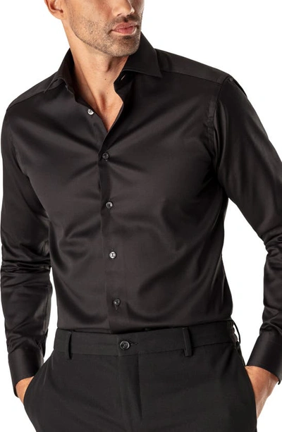 Shop Eton Slim Fit Cotton Twill Dress Shirt In Black