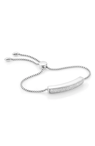 Shop Monica Vinader Engravable Baja Diamond Bracelet In Silver/ Diamond
