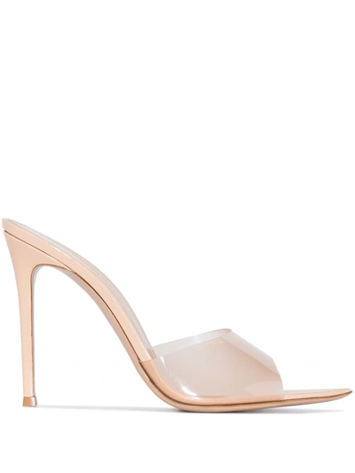 Gianvito Rossi Elle 105mm Transparent-strap Mules In Gold